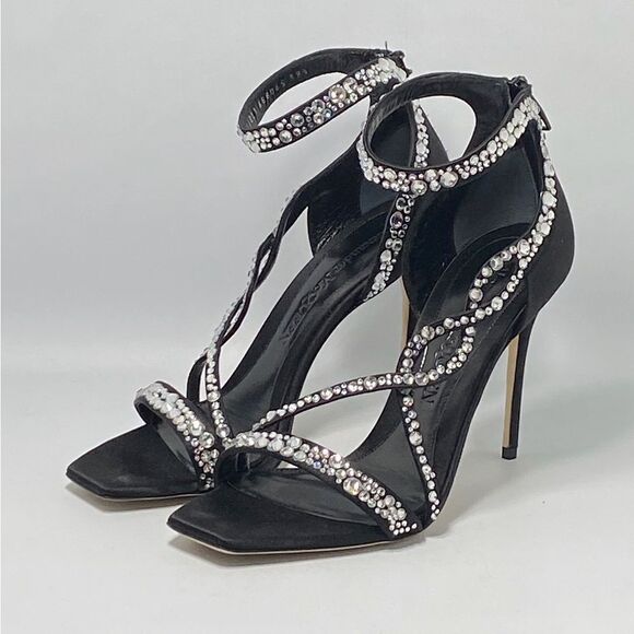 Alexander McQueen Crystal-Embellished Satin High-Heel Sandals size 39.5 - Picture 2 of 14